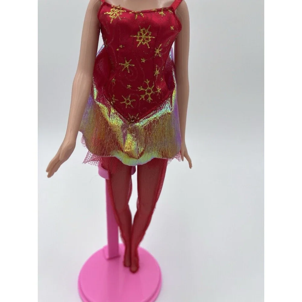 Barbie Ballerina Christmas Doll Red Dress Mattel 2007 Made In Indonesia